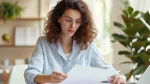 Modelo de solicitud de vacante para colegio en Perú: madre leyendo el documento