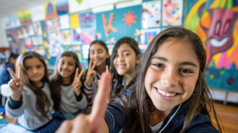 Estudiantes de un colegio en convenio en Perú